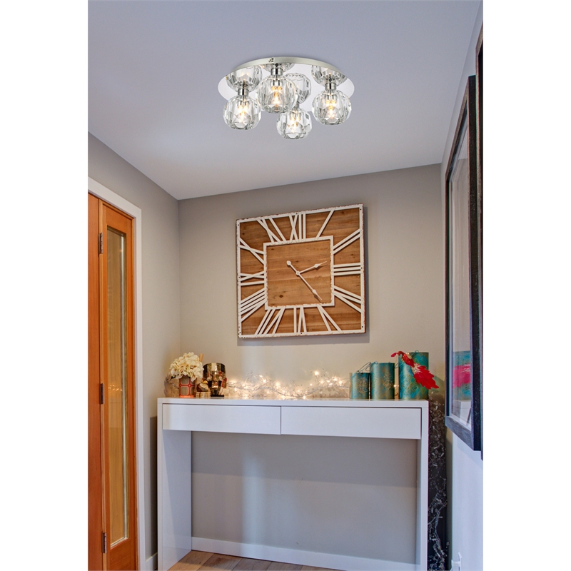 Elegant Lighting Graham 4-Light Crystal/Iron Ceiling Lamp in Chrome