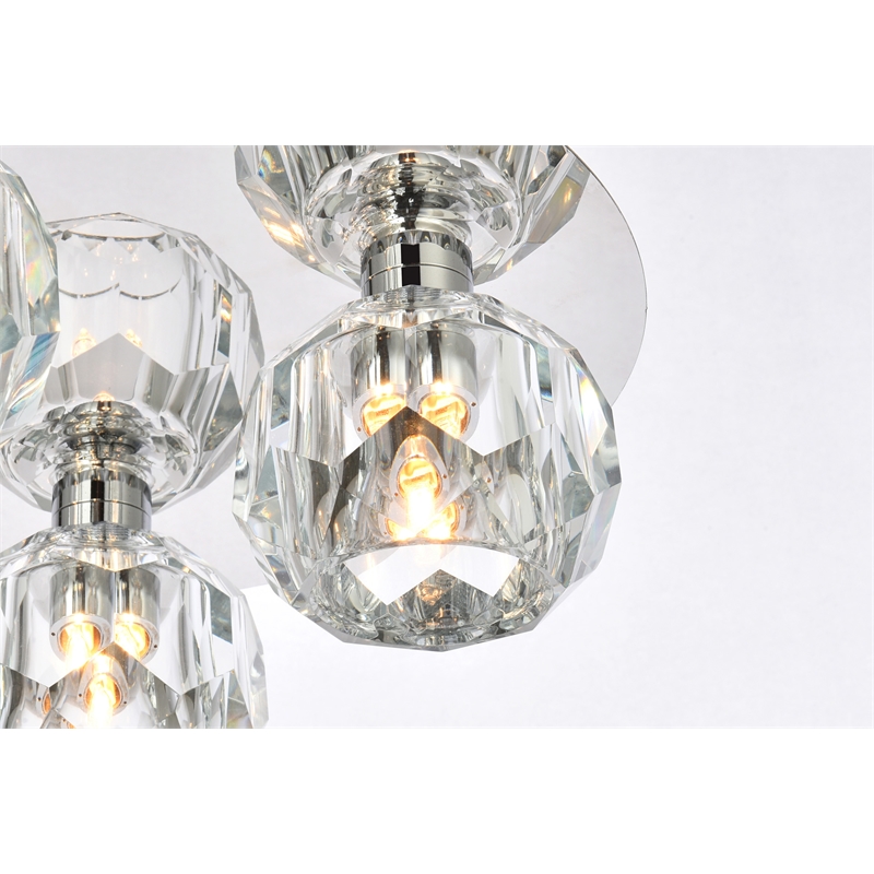 Elegant Lighting Graham 4-Light Crystal/Iron Ceiling Lamp in Chrome