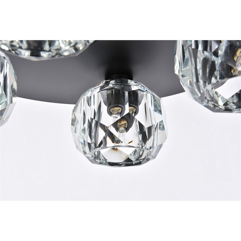 Elegant Lighting Graham 4-Light Crystal/Iron Ceiling Lamp in Black