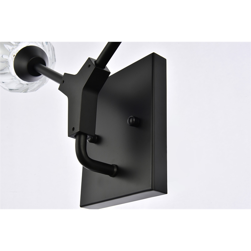 Elegant Lighting Zayne 2-Light Modern Crystal Wall Sconce in Black
