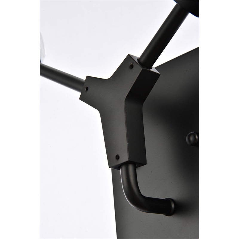 Elegant Lighting Zayne 2-Light Modern Crystal Wall Sconce in Black