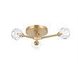 Elegant Lighting Zayne 3-Light Modern Crystal Flush Mount in Gold
