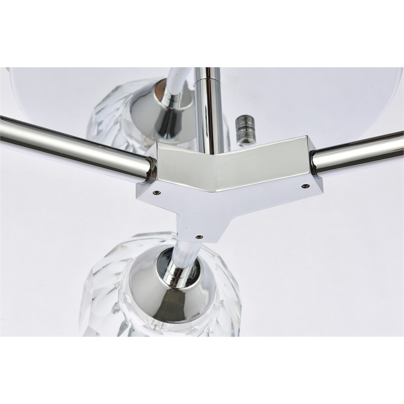 Elegant Lighting Zayne 3-Light Crystal/Iron Flush Mount in Chrome