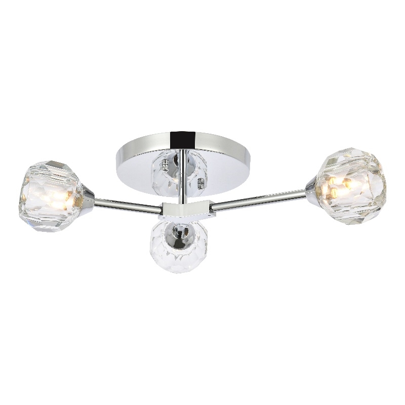 Elegant Lighting Zayne 3-Light Crystal/Iron Flush Mount in Chrome