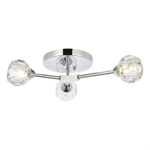 Elegant Lighting Zayne 3-Light Crystal/Iron Flush Mount in Chrome