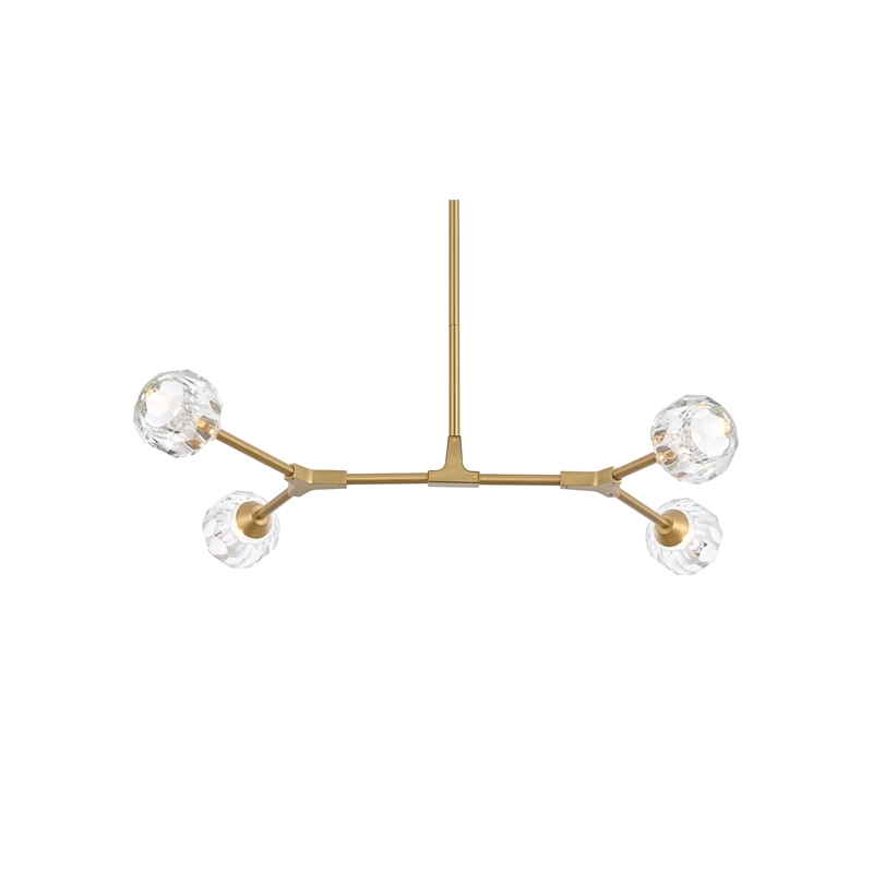Elegant Lighting Zayne 4-Light Modern Crystal/Iron Pendant in Gold