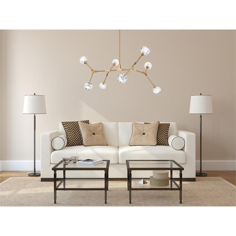 Elegant Lighting Zayne 8-Light Modern Crystal/Iron Pendant in Gold