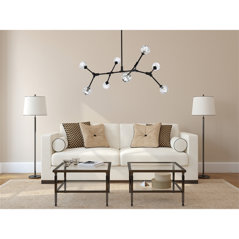 Elegant Lighting Zayne 8-Light Modern Crystal/Iron Pendant in Black
