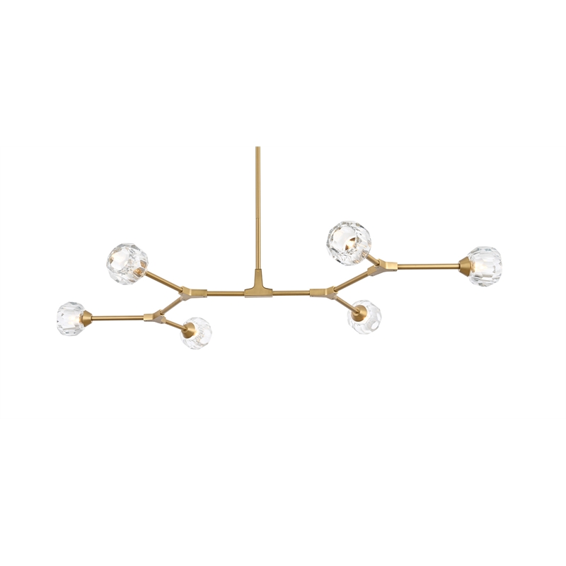 Elegant Lighting Zayne 6-Light Modern Crystal/Iron Pendant in Gold