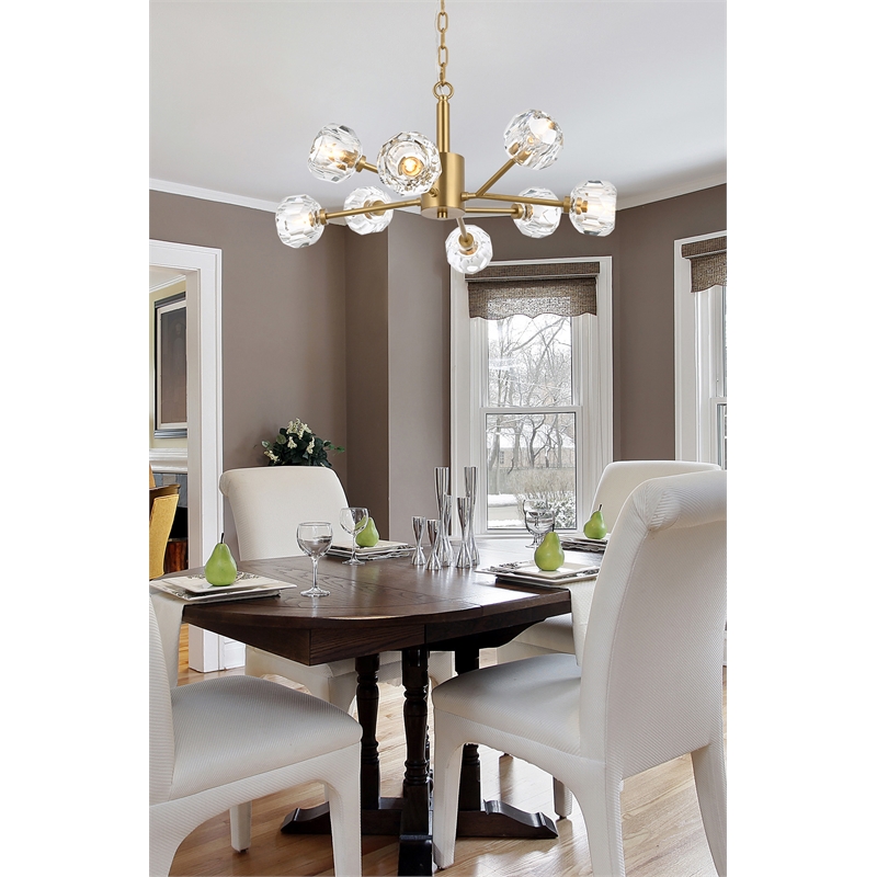 Elegant Lighting Graham 8-Light Modern Crystal/Iron Pendant in Gold