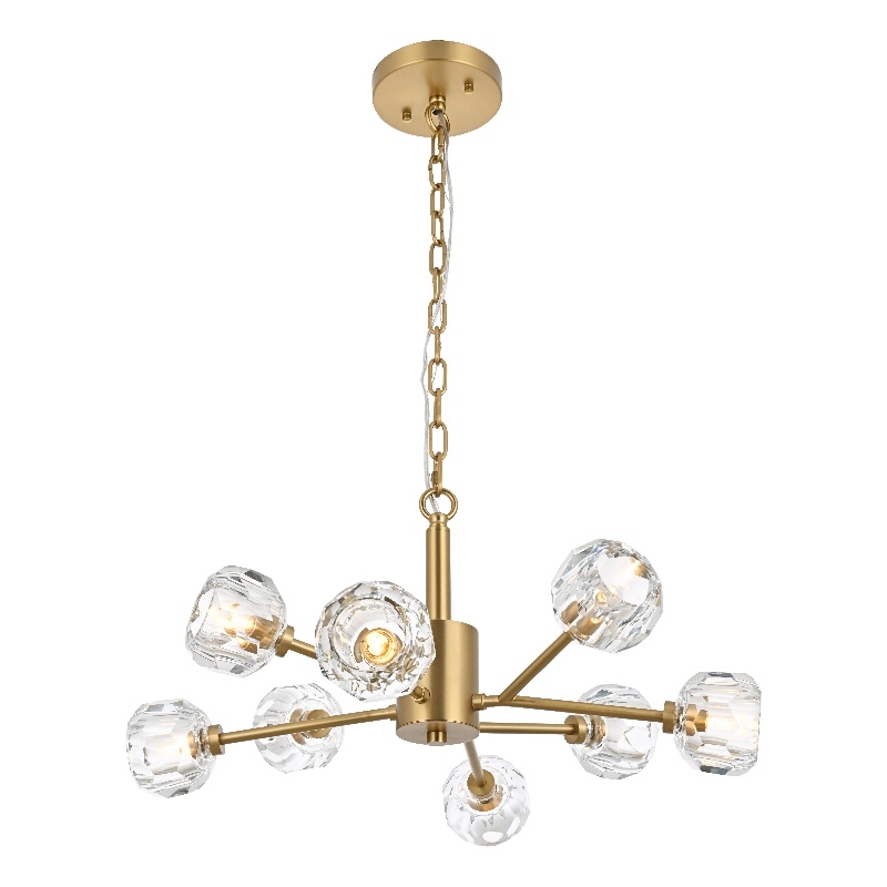 Elegant Lighting Graham 8-Light Modern Crystal/Iron Pendant in Gold