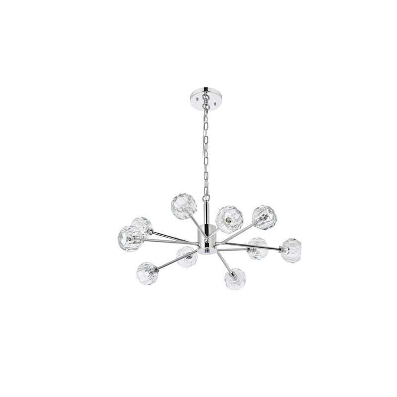 Elegant Lighting Graham 10-Light Modern Crystal Pendant in Chrome