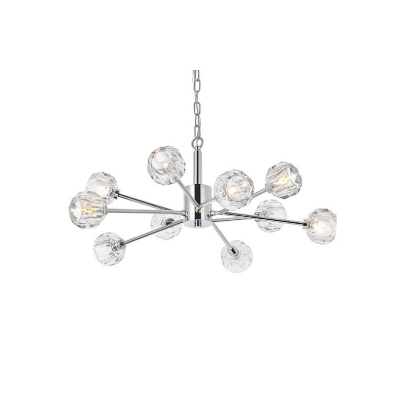 Elegant Lighting Graham 10-Light Modern Crystal Pendant in Chrome