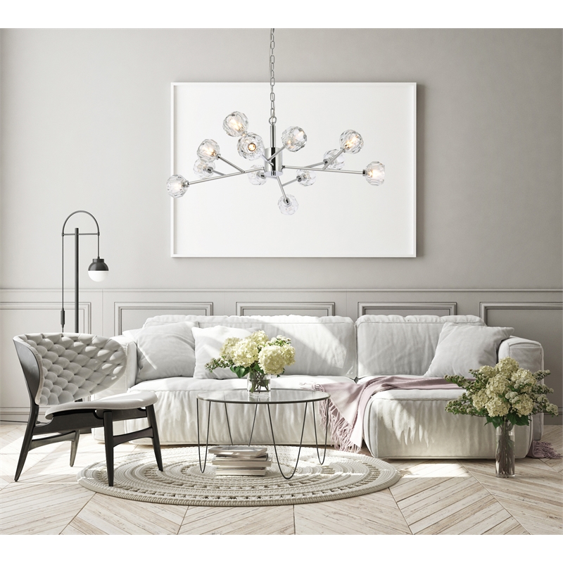 Elegant Lighting Graham 12-Light Modern Crystal Pendant in Chrome
