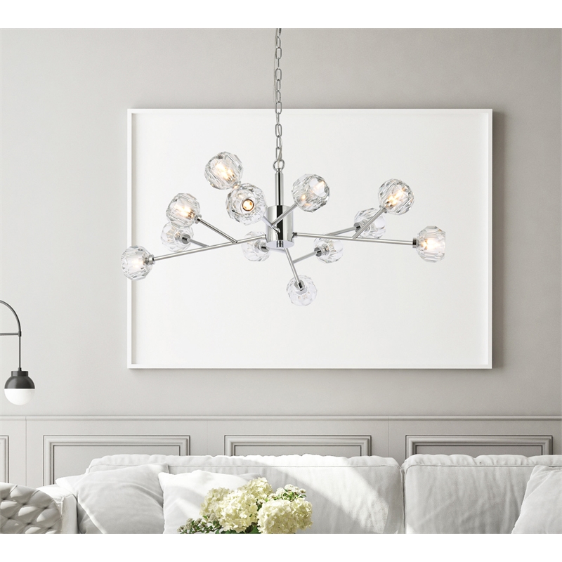 Elegant Lighting Graham 12-Light Modern Crystal Pendant in Chrome