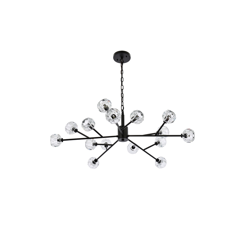 Elegant Lighting Graham 15-Light Modern Crystal Pendant in Black