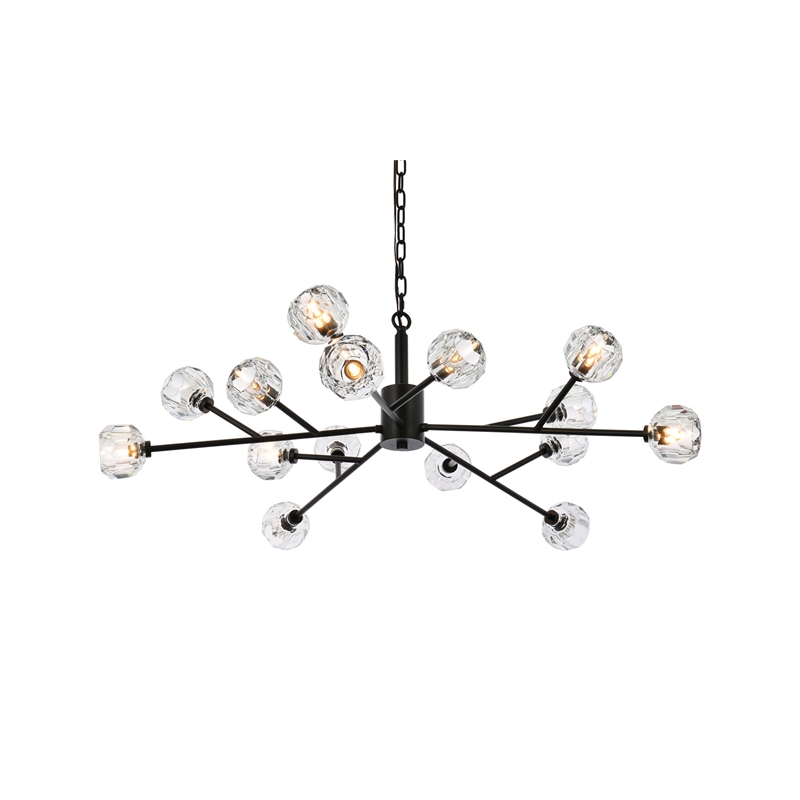 Elegant Lighting Graham 15-Light Modern Crystal Pendant in Black