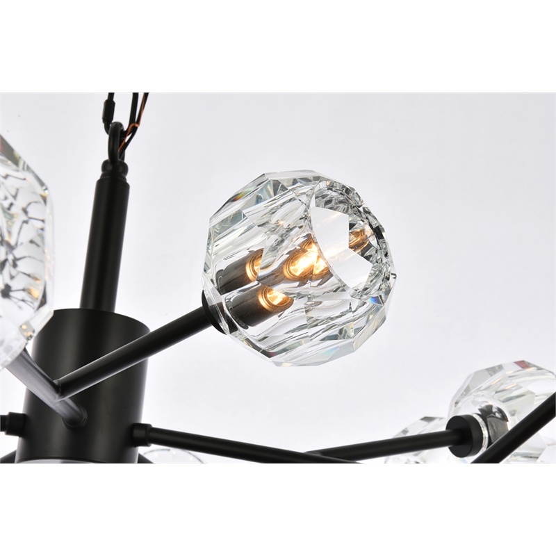 Elegant Lighting Graham 15-Light Modern Crystal Pendant in Black