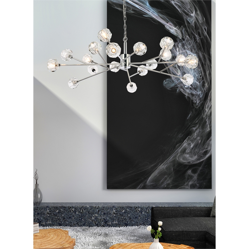 Elegant Lighting Graham 18-Light Modern Crystal Pendant in Chrome