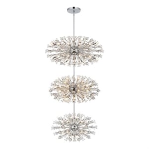 Elegant Lighting Vera 50&quot Modern Metal/Crystal Chandelier in Chrome/Clear