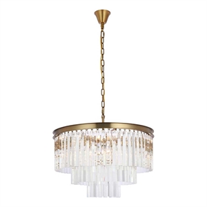 Elegant Lighting Sydney 26&quot Modern Metal/Crystal Chandelier in Satin Gold/Clear
