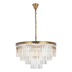 Elegant Lighting Sydney 32&quot Modern Metal/Crystal Chandelier in Satin Gold/Clear