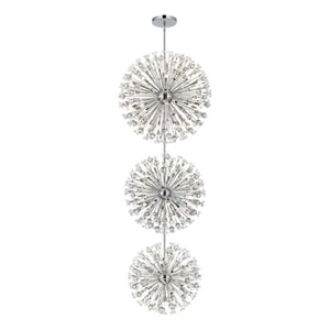 Elegant Lighting Vera 44&quot Modern Metal/Crystal Chandelier in Chrome/Clear