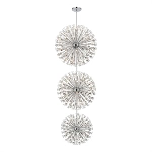 Elegant Lighting Vera 25.5&quot Modern Metal/Crystal Chandelier in Chrome/Clear