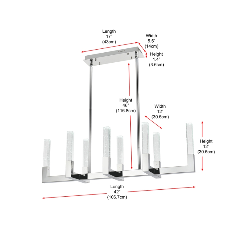Elegant Lighting Noemi 8-Light Metal Adjustable LED Pendant in Chrome