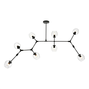 Elegant Lighting Cavoli 74&quot 9-Light Metal & Glass Chandelier in Black/Clear