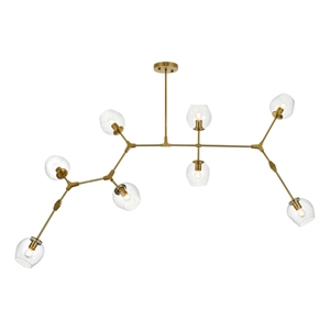 Elegant Lighting Cavoli 74&quot 9-Light Metal & Glass Chandelier in Brass/Clear