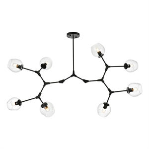 Elegant Lighting Cavoli 61&quot 9-Light Metal & Glass Chandelier in Black/Clear