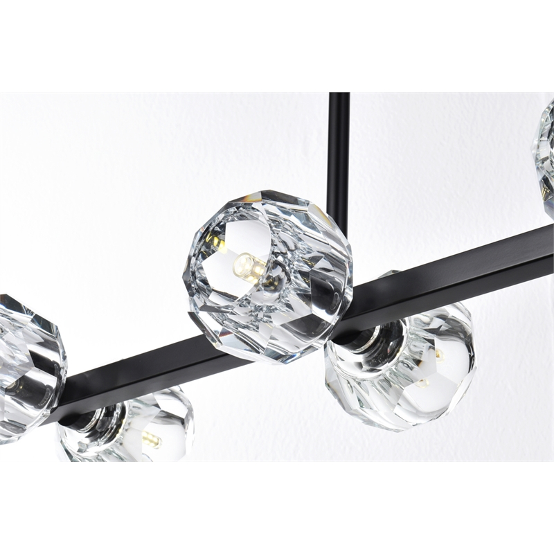 Elegant Lighting Eren 8-Light Metal & Crystal Pendant Light in Black/Clear