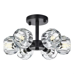 Elegant Lighting Eren 6-Light Metal & Crystal Flush Mount in Black/Clear