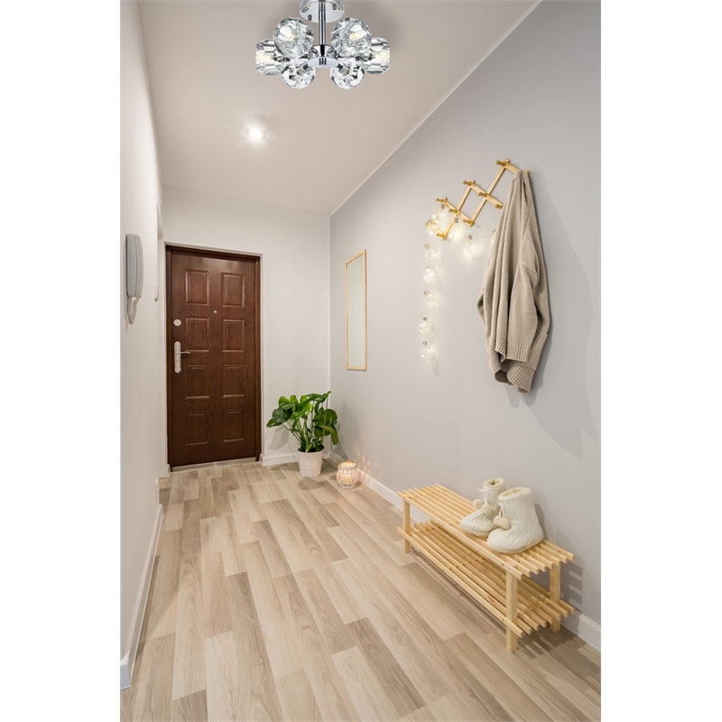 Elegant Lighting Eren 6-Light Metal & Crystal Flush Mount in Chrome/Clear