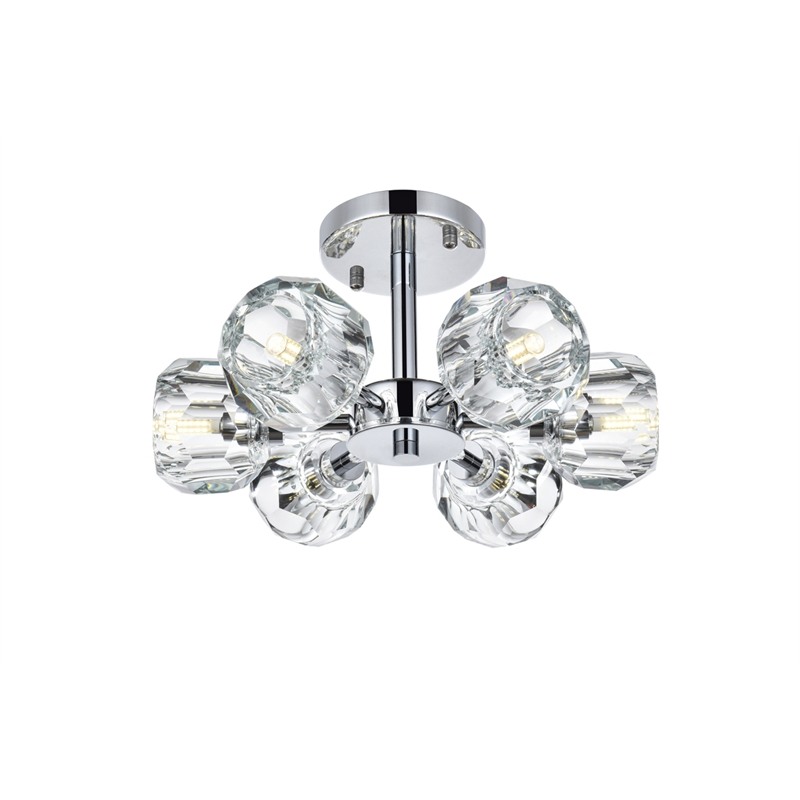Elegant Lighting Eren 6-Light Metal & Crystal Flush Mount in Chrome/Clear