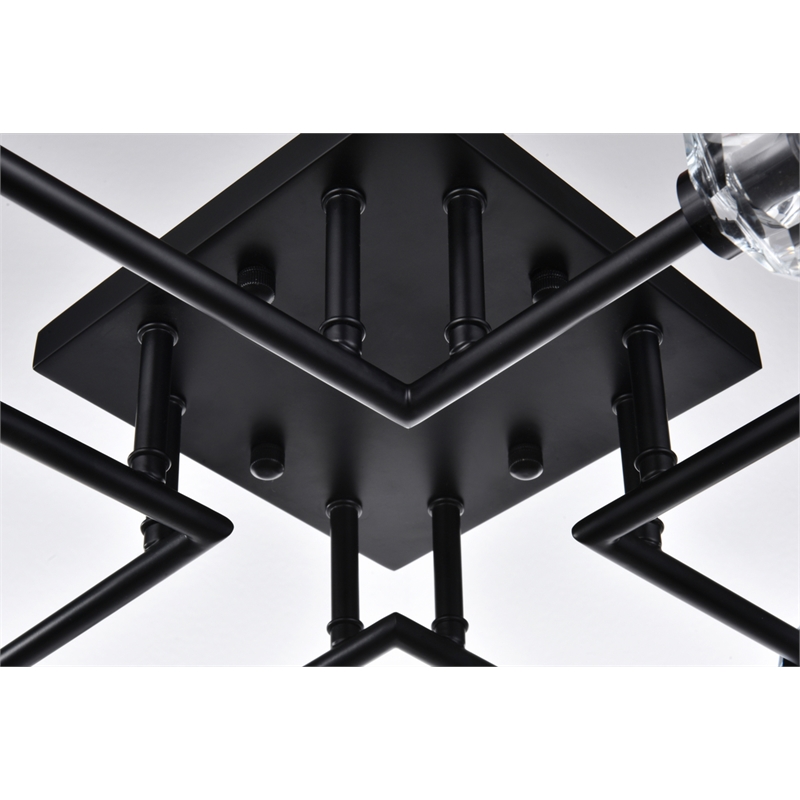 Elegant Lighting Eren 8-Light Metal & Crystal Flush Mount in Black/Clear
