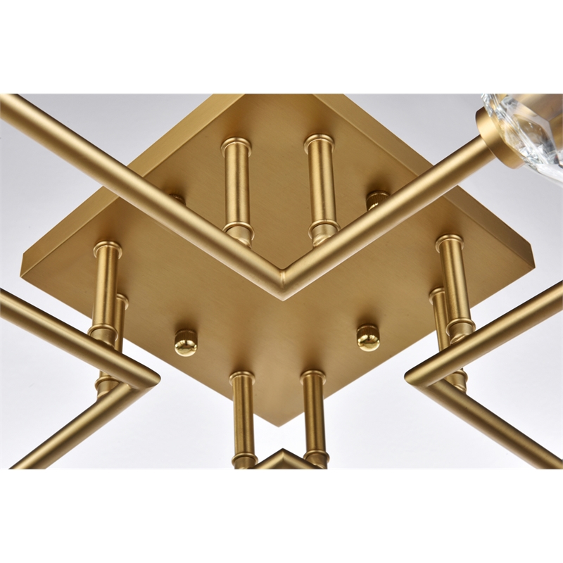Elegant Lighting Eren 8-Light Metal & Crystal Flush Mount in Satin Gold/Clear