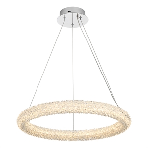 Elegant Lighting Bowen 24&quot 1-Light Metal Adjustable LED Chandelier in Chrome