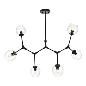 Elegant Lighting Cavoli 49&quot 9-Light Metal & Glass Chandelier in Black/Clear
