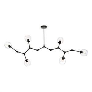 Elegant Lighting Cavoli 70&quot 9-Light Metal & Glass Chandelier in Black/Clear