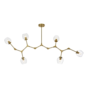 Elegant Lighting Cavoli 70&quot 9-Light Metal & Glass Chandelier in Brass/Clear