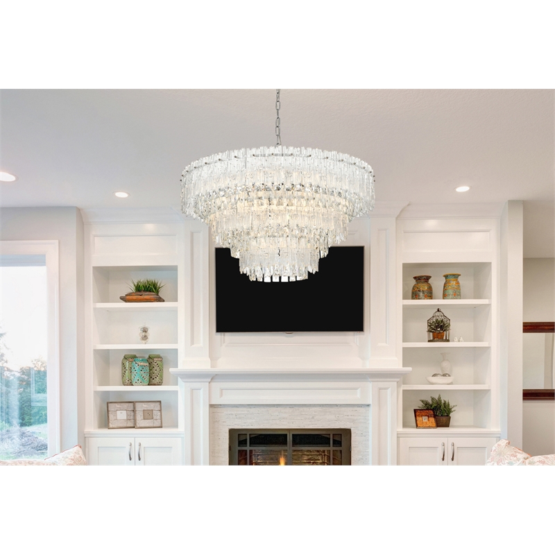 Elegant Lighting Emilia 10-Light Metal & Glass Chandelier in Chrome/Clear
