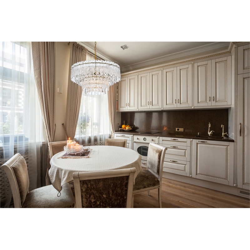 Elegant Lighting Emilia 6-Light Metal & Glass Chandelier in Satin Gold/Clear