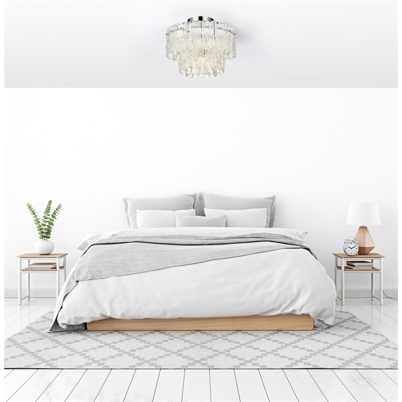 Elegant Lighting Emilia 4-Light Metal & Glass Flush Mount Light in Chrome/Clear