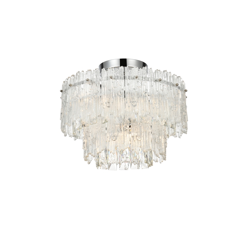 Elegant Lighting Emilia 4-Light Metal & Glass Flush Mount Light in Chrome/Clear