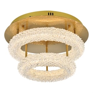 Elegant Lighting Bowen 18&quot 2-Light Metal Adjustable LED Flush Mount in Gold