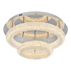 Elegant Lighting Bowen 22&quot 2-Light Metal Adjustable LED Flush Mount in Chrome