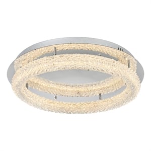 Elegant Lighting Bowen 26&quot 1-Light Metal Adjustable LED Flush Mount in Chrome