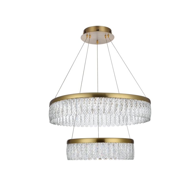 Elegant Lighting Rune 2-Light Metal Adjustable LED Chandelier in Satin Gold